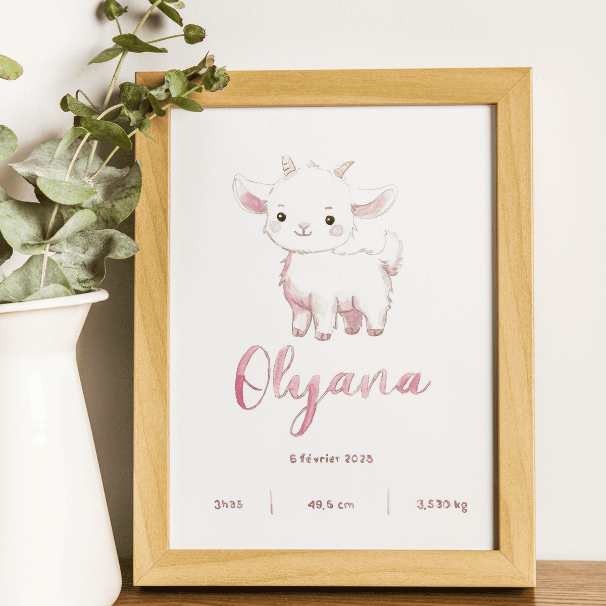 Affiche naissance aquarelle-chevreau-olyana